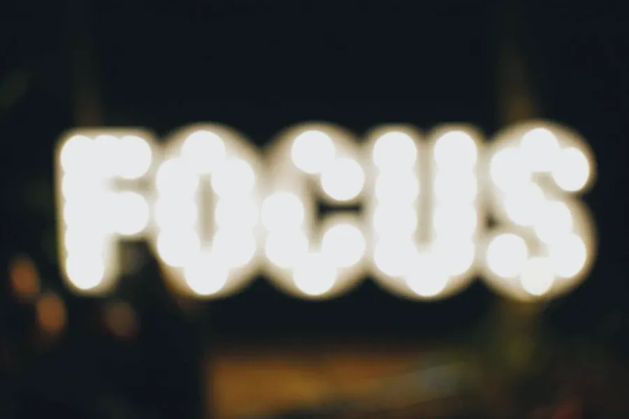 Focus in blurred letters